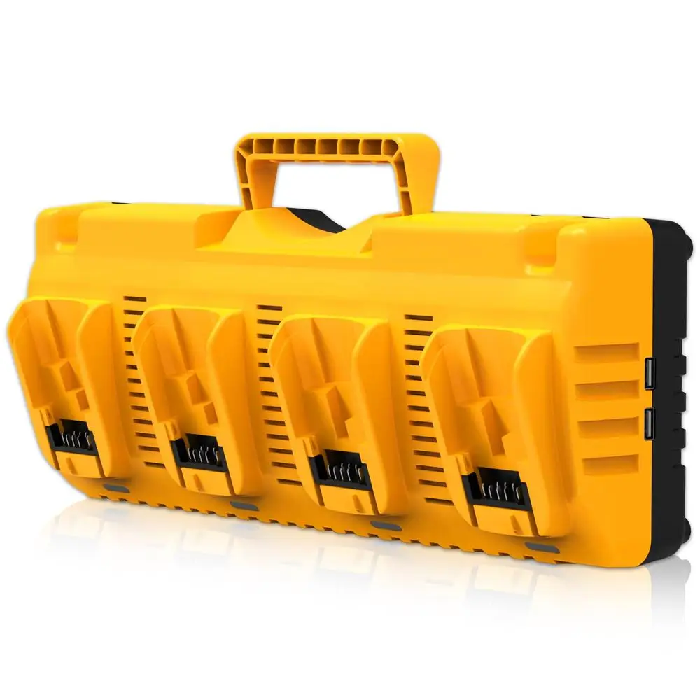 4-Port Dewalt 12 فولت/20 فولت ماكس محطة شاحن بطارية ليثيوم مؤشر LED التوافق DCB120 DCB124 DCB206 شحن سريع الحرارة
