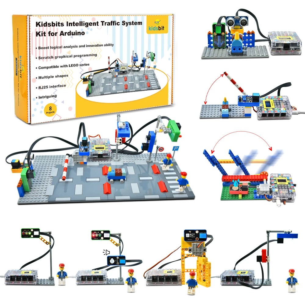 Keyestudio Kidsbits UNOR3 Intelligent Traffic System Kit For Arduino Kit Compatible Lego  For Scratch Graphtical Programming