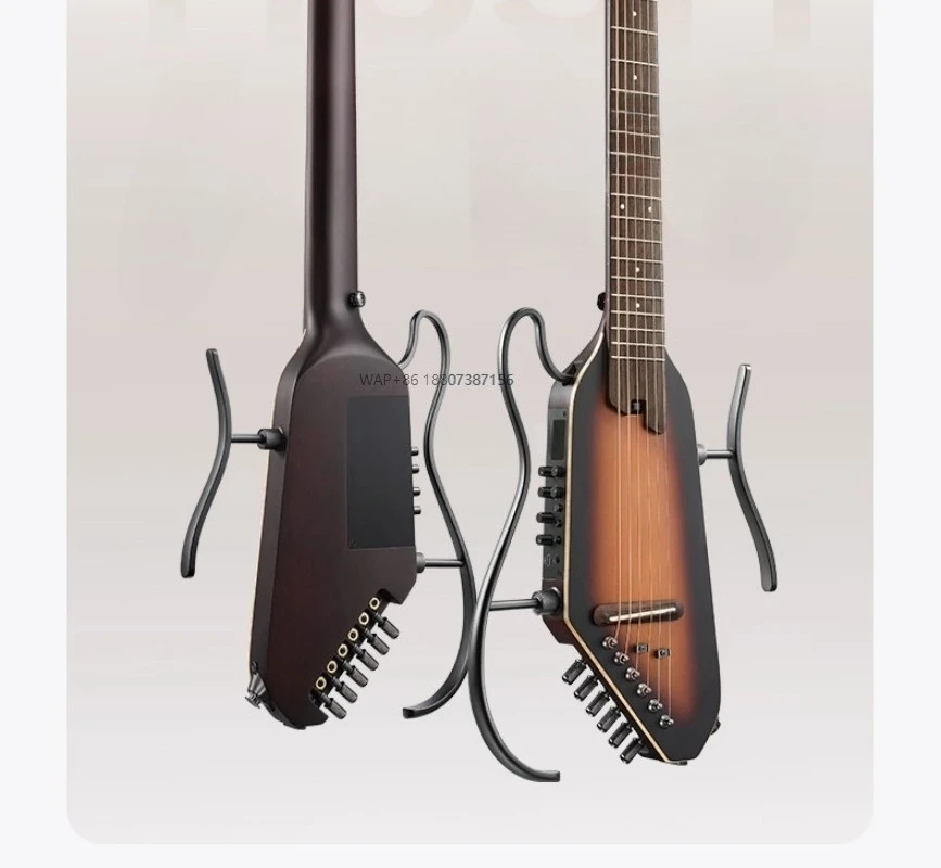 Soft-tone travel-friendly portable instrument Headless wooden guitar for beginners withmute effect folk guitar