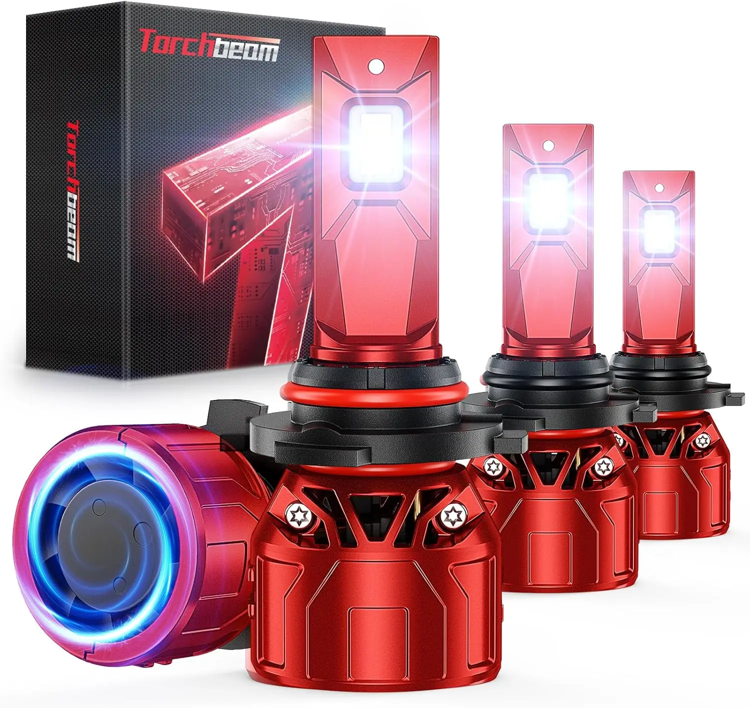 

9005 9006 LED Bulbs, 72000LM HB3 HB4 with Cooling Fan & Adjustable Ring, Easy Install, Pack of 4