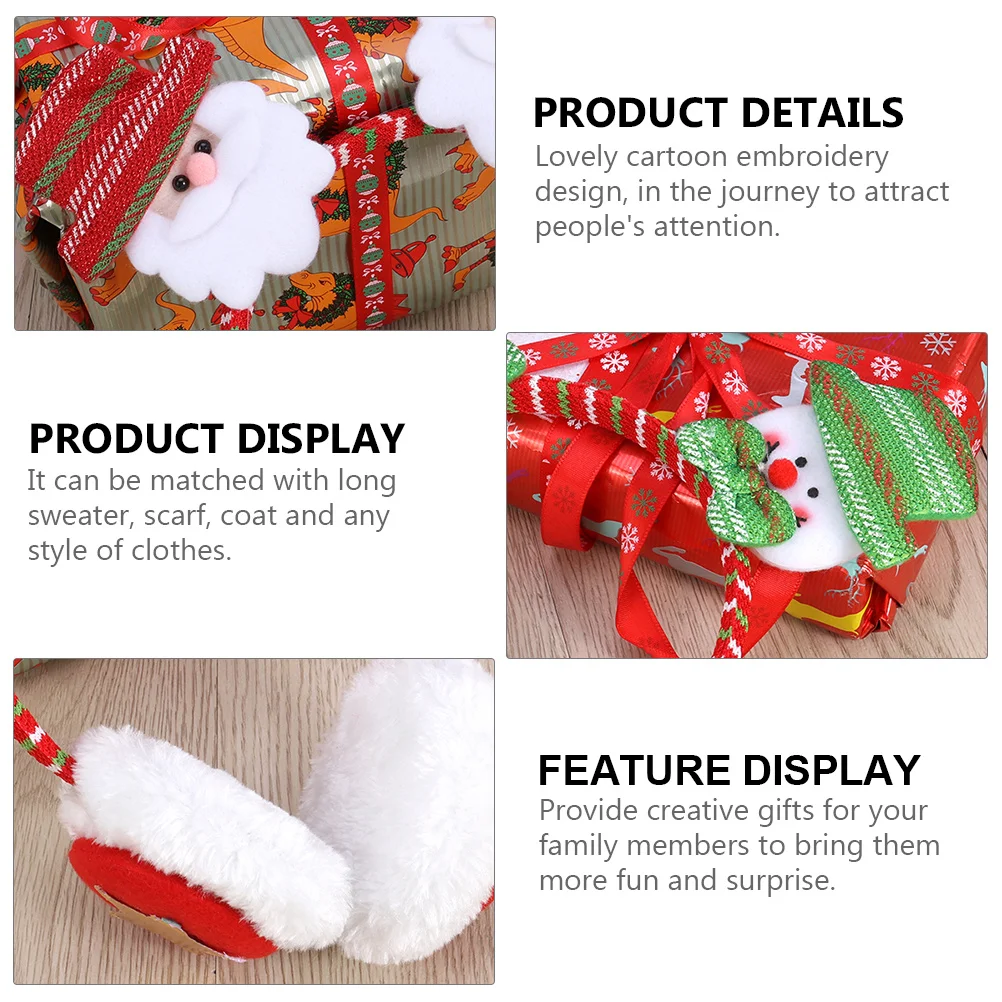 3 قطعة عقال عيد الميلاد الشتاء غطاء للأذنين الدافئة الأذن يغطي لطيف الكرتون التطريز الشتاء الأذن إفشل للنساء التزلج التنزه #3
