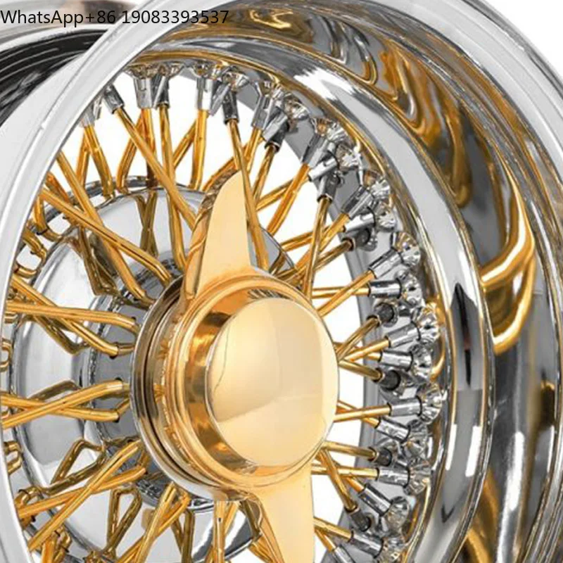 13 14 15 16 17 18 20 5*114.3 5*120 5*127 4*100 4*114.3 WIRE WHEELS STANDARD 72-SPOKE CROSS LACE CHROME RIMS