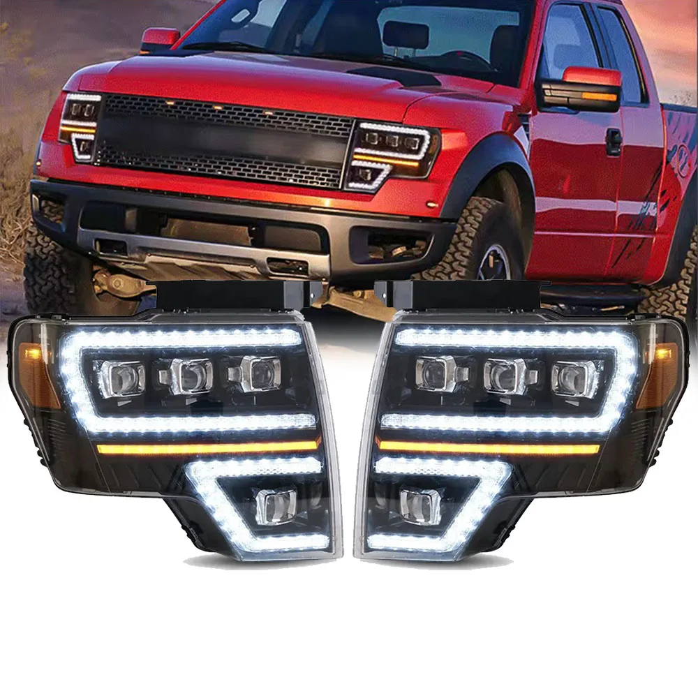 

Pop Car Styling Headlights For Ford Raptor F150 FULL LED Head Lights 2008-2014 Head Lamp DRL Turn Signal Projector Lens