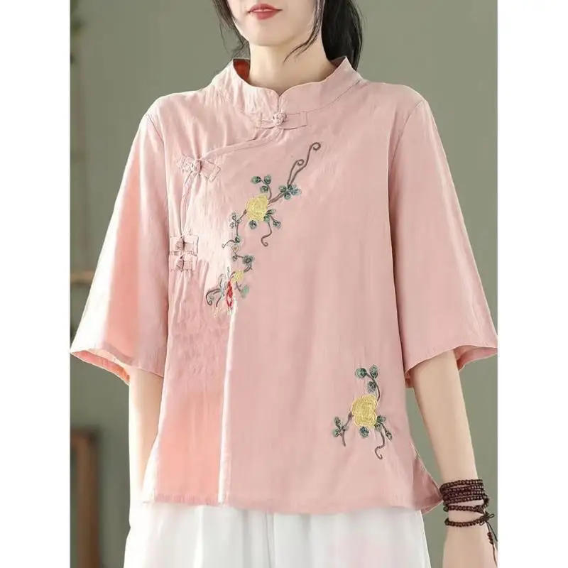 

Summer Cross-Border New Item Mixed Fiber ort Sve Women's Dr Embroidery Casual Sportswear Set Seven-Quarter Sve orts