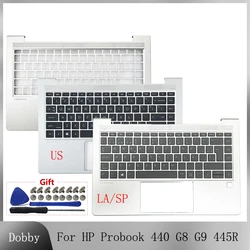 Original New US Latin/Spanish Keyboard for HP Probook 440 G8 440 G9 445R Zhan66 14 G4 G5 X8Q Palmrest Upper Cover Case Backlit