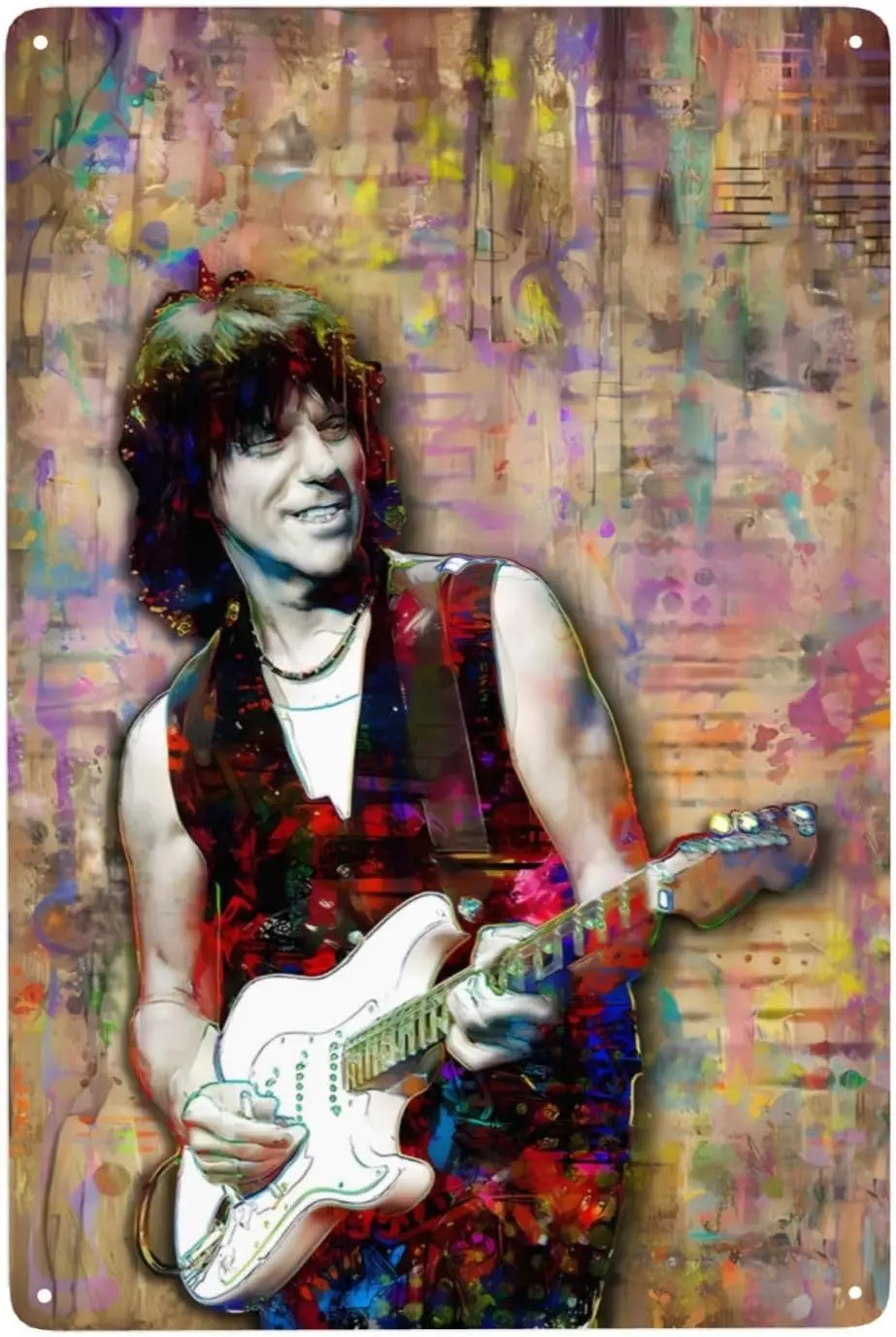 Jeff Beck Metal Tin Sign Vintage Poster Home Bar Cafe Bedroom Wall Decor Gifts , White