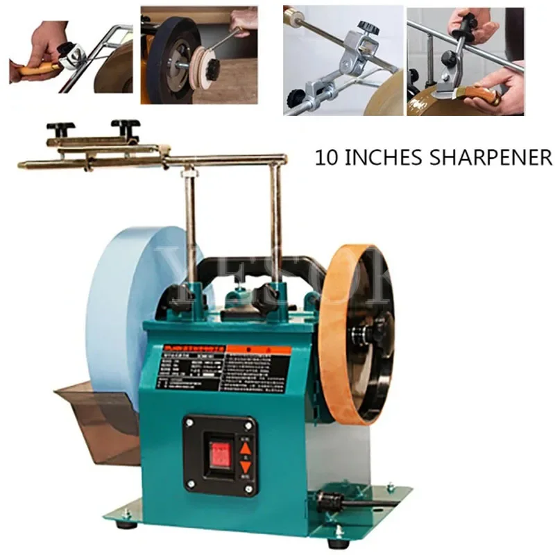 220 Mesh 10 Inch Water Cooled Knife Sharpener Low Speed Grinder 220V Electric Scissor Polishing Machine 95 RPM for Kitchen Tools