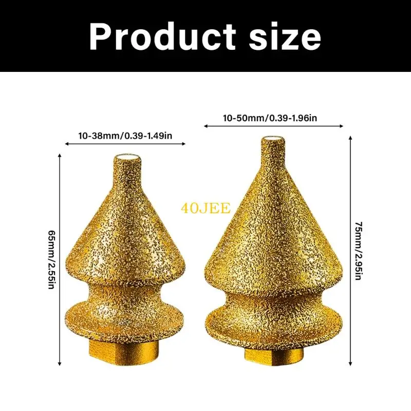 40JE Carbides Professional Cone Tile Bit 4function Drill Bit for Granites Ceramic Extension Hole Processing Thread Handle