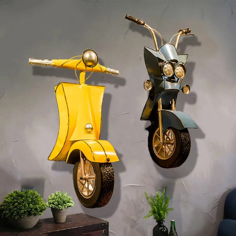 Industry Wind Metope Decoration Retro Bar Shop Wall Hanging Motorcycle Pendant Fashion Creative Restaurant Ornament Wrought Iron