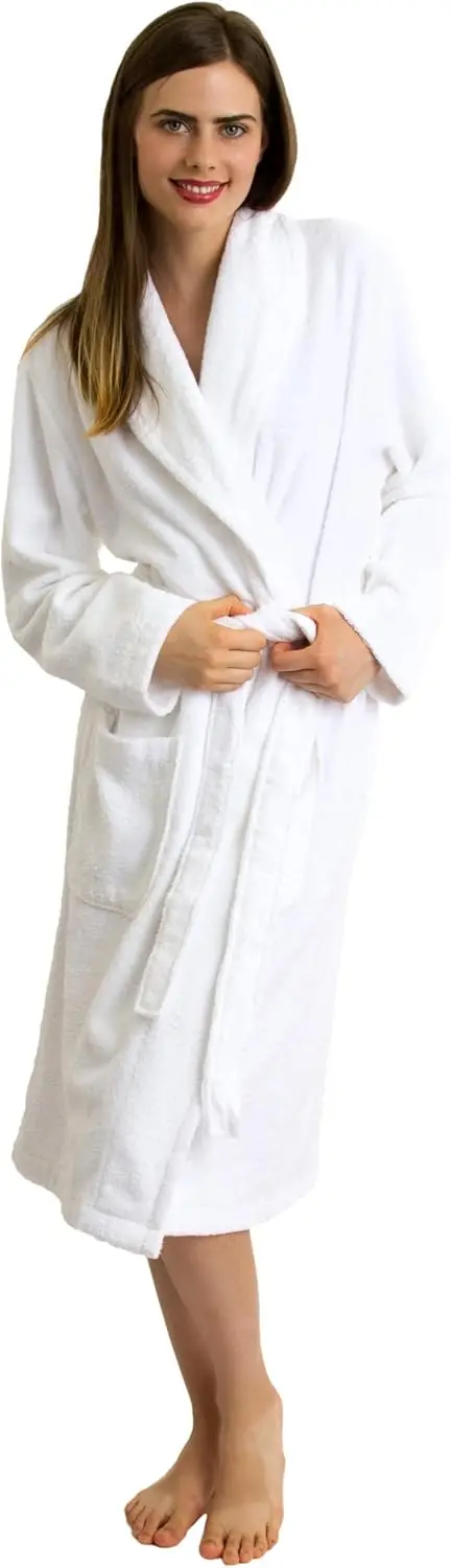 

Women's Plush Bathrobe 100% Cotton Luxury Terry Shawl Robe