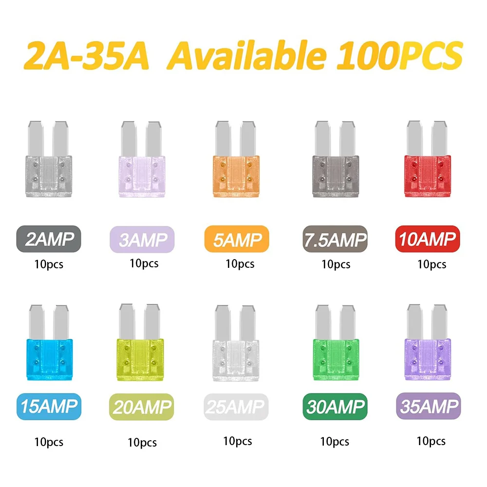 100/300PCS Micro 2 Blade Fuse ATR/APT Micro2 Fuse ATR/APT Blade Fuse Kit for Boat Truck SUV Automotive Replacement Fuses