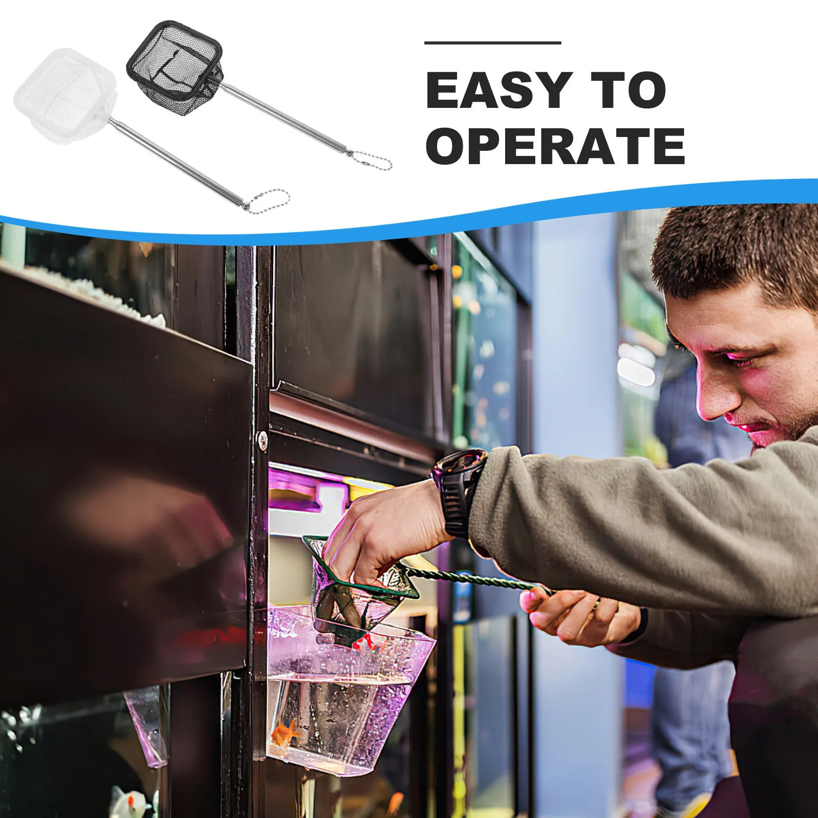 

2Pcs Portable Fishing Net Long Handle Telescopic Design for Easy Storage Reusable Mesh for Carp Trout Guppies Small Shrimp and