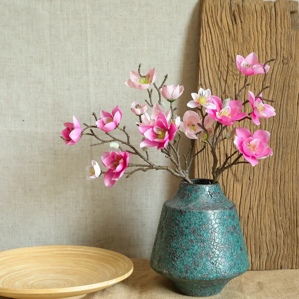 1Pc artificial silk 6 Heads magnolia Branch home Hotel table decoration fake flower wedding bride holding photography props