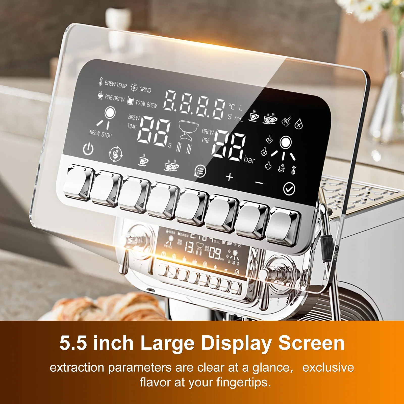 New 15 Bar Pump Electric Coffee Maker Manual Espresso Machine With Grinder