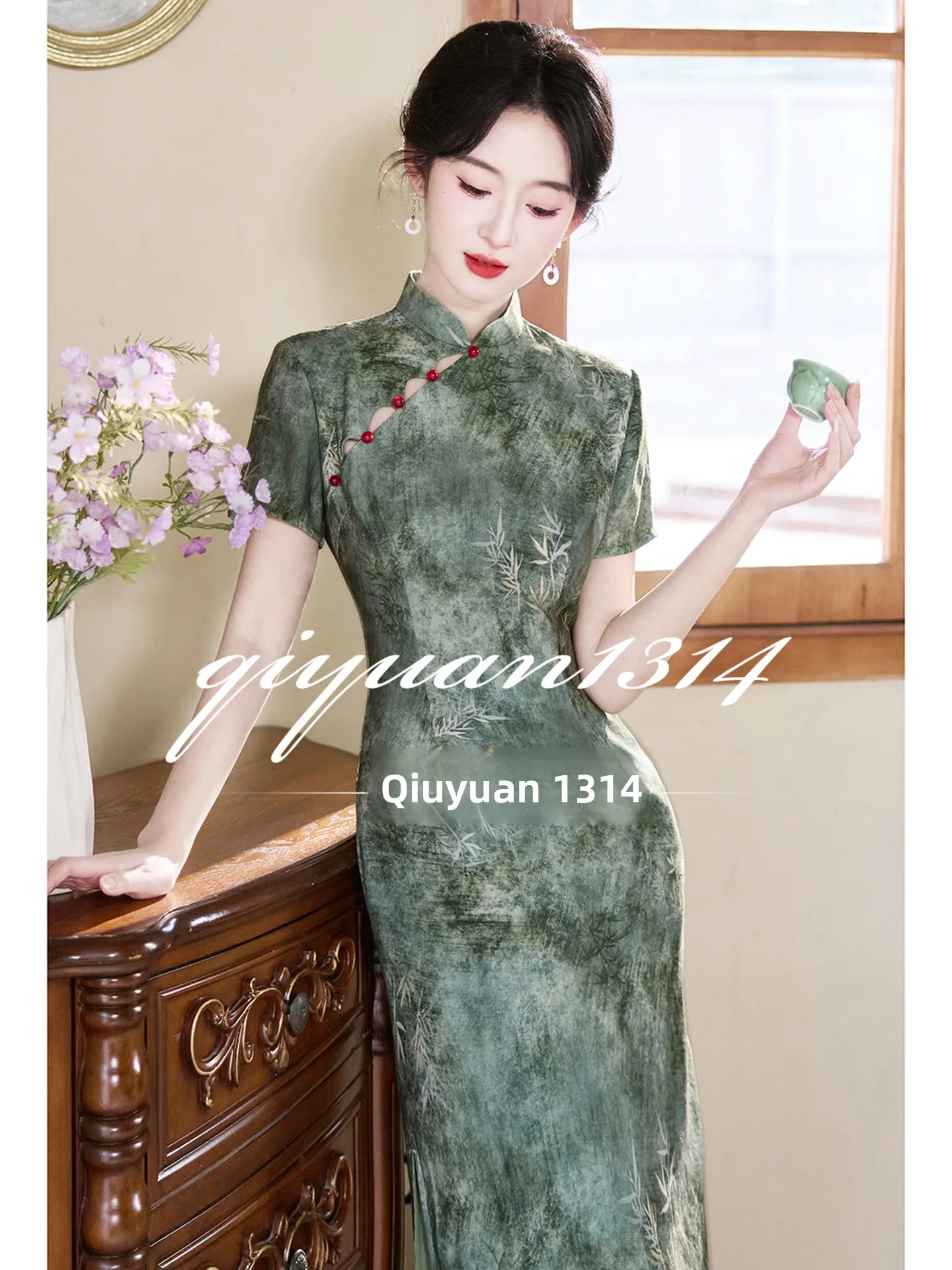 

Ele een Silk Satin ort Sve Young Sle Chinese Traditional Dr Breathable High Slit Daily Wear