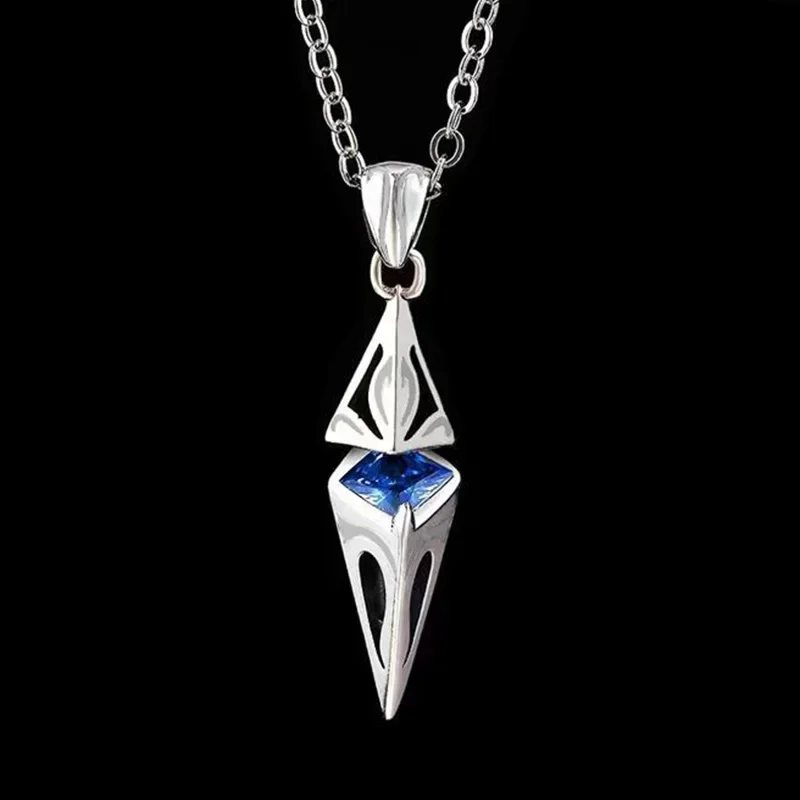 Fashion Star Blue Zircon Necklaces for Men and Women Retro Hip Hop Copper Pendant Sweater Chain Punk Student Jewelry Accessories