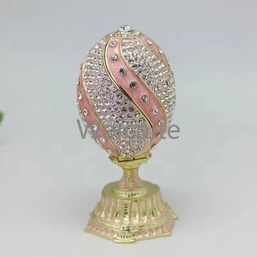Panier De Fleurs Rayé En Émail، Boîte À Bijoux En Forme D'oeuf De Faberge، Boîte Decoration D' oeuf، Cadeau Pâque