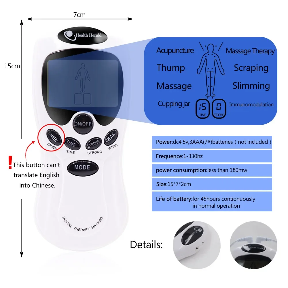 Electric Tens Unit Machine EMS Acupuncture Body Massager Full Body Muscle Stimulator Pulse Digital Therapy Machine Health Care