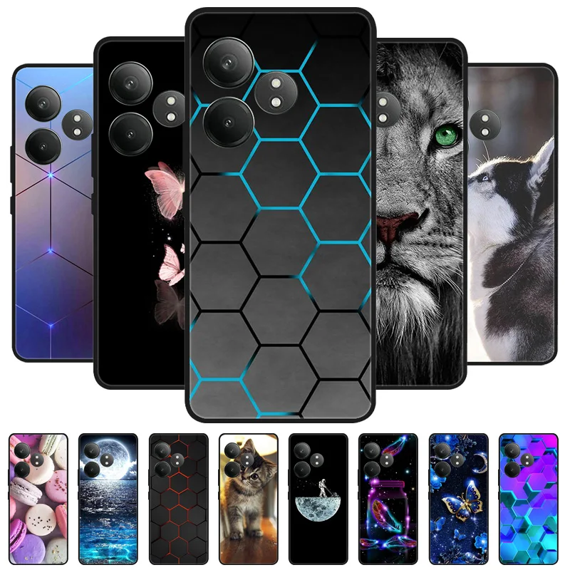 For Realme GT 6 Case GT6T Cool Painted Silicone TPU Soft Cover for Realme GT 6T Cases GT6 Black Protective Phone Shell