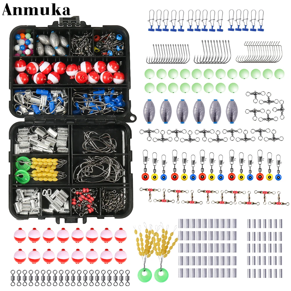 Anmka 238pcs fishing lure set The package includes leader swivel snap hook offset hook weight  Space beans fishing float