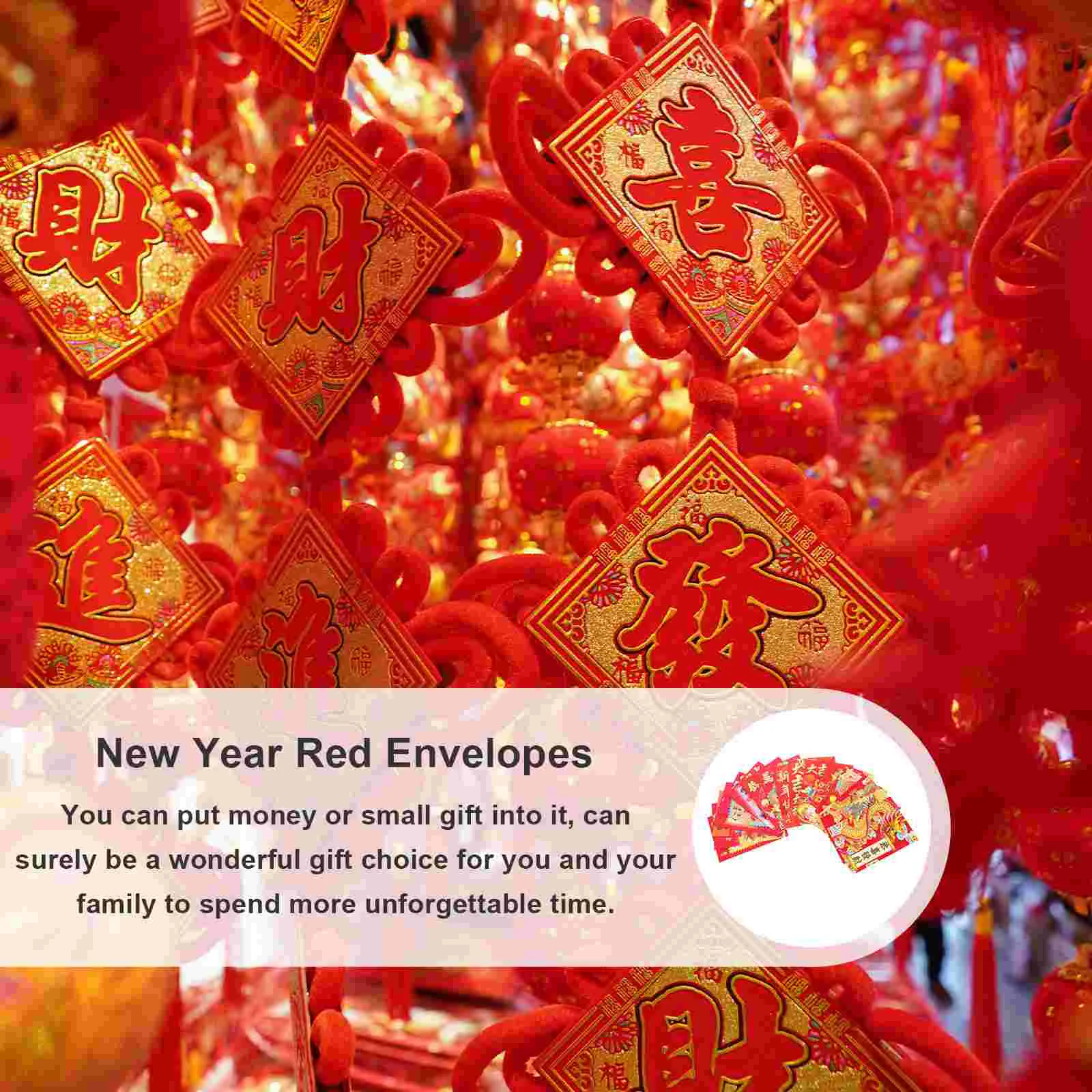 Lot d'Enveloppes Rouges Décoratives du Nouvel An Lunaire, Pochettes d'Argent en Papier de Style Chinois, 18 Pièces