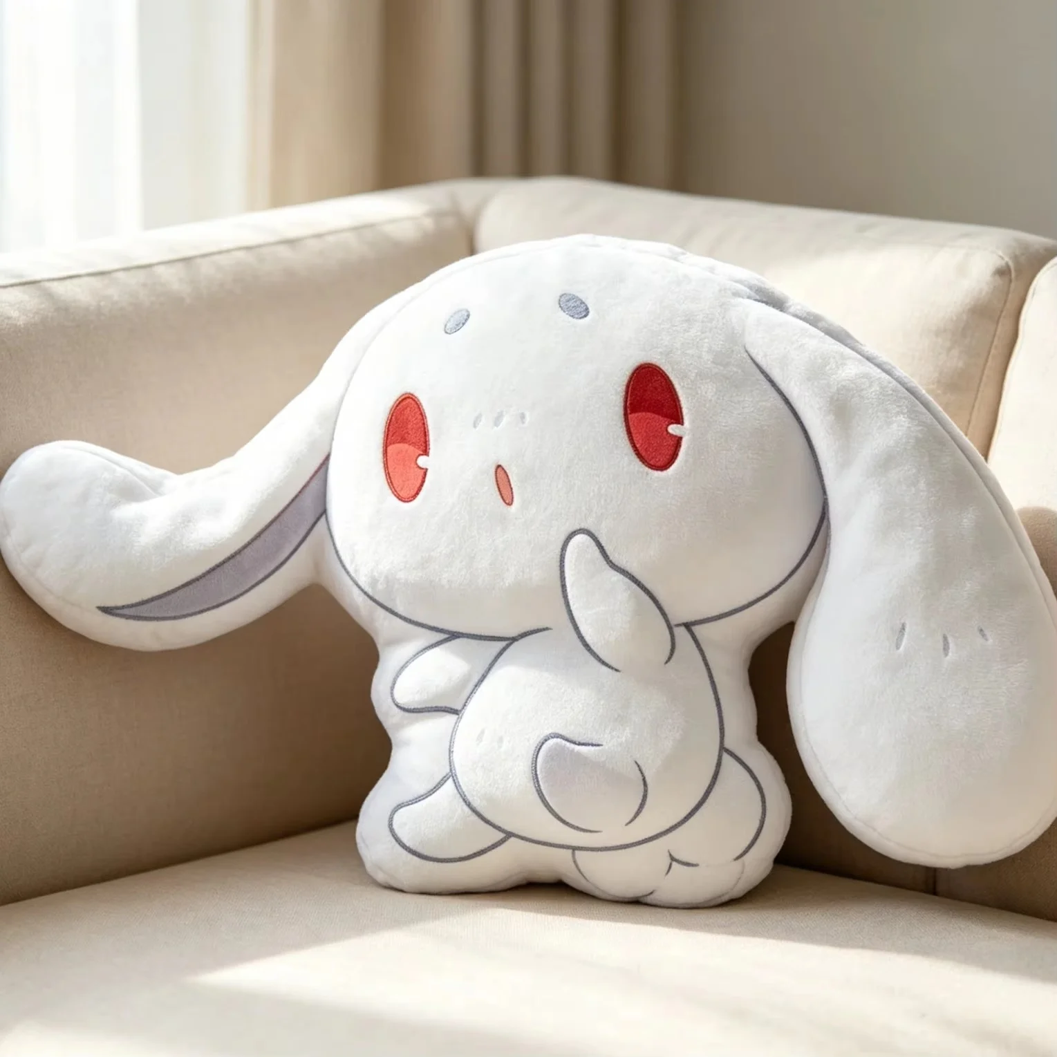 

Roco Kingdom Cute Cartoon Big Ear Bunny Plush Pillow Soft White Stuffed Cushion Home Sofa Decor Plush Toy For Adult Room Decor