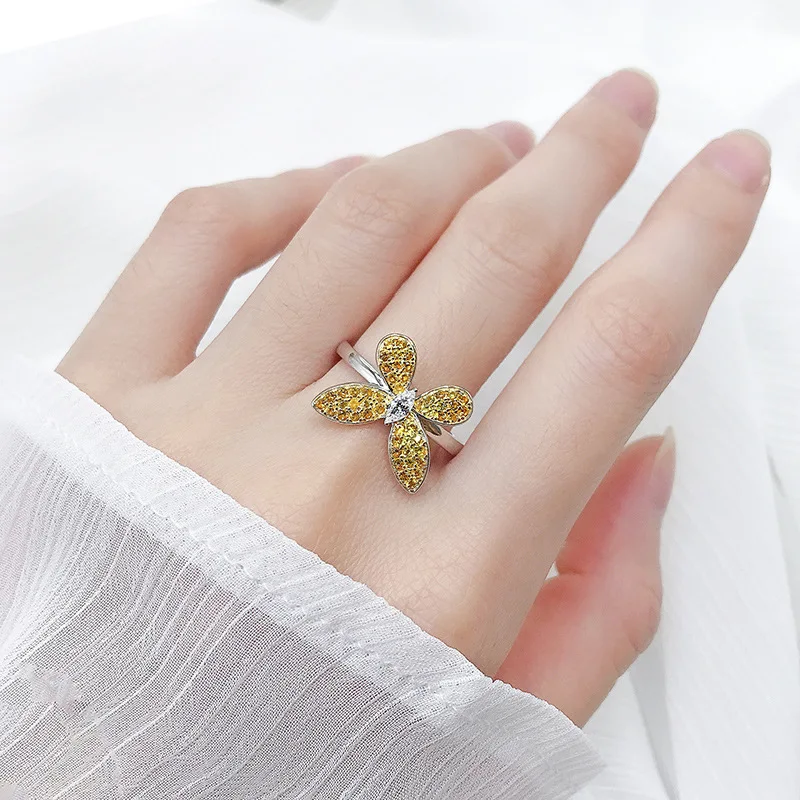 2021 new butterfly series S925 sterling silver jewelry ring can be matched with diamond ring