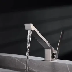 Gun Grey Hot & Cold Basin Mixer Faucets Creative Waterfall Style Wash Bathroom Mixing Faucet Washbasin Kit Metal Tap Accessories
