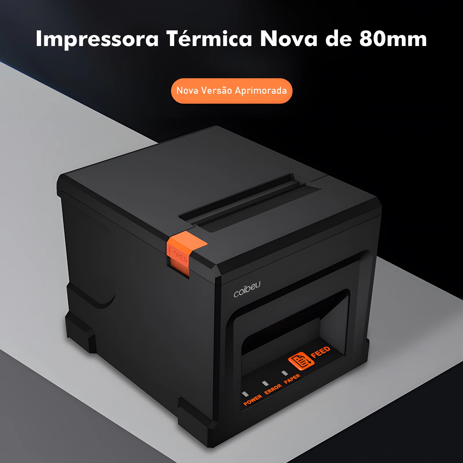 Impressora Térmica 80mm USB/BT Automática com Cortador, Alerta Sonoro de Pedido e Alta Velocidade para Cozinha Restaurante Loja