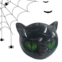 Luxury Black Cat Stone Sculpture Healing Stone Cat Head Sculpture for Home Decor