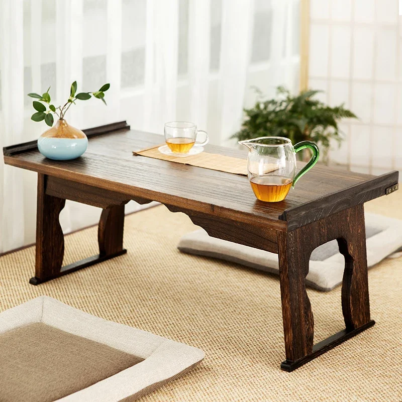 

Foldable Bay Window Table Japanese Solid Wood Computer Desk for Tatami Bedside End Tables Multi Functional Tea Set Tray