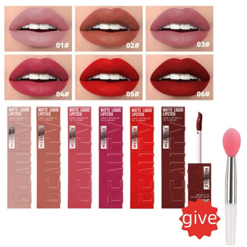 Liquid Lipstick Moisturizing Long-Lasting Purple Sparkling Waterproof Lip Gloss Cosmetics Free Give Matte Glitter Lipstick