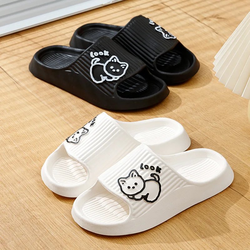 slippers for Men Cat Cartoon Outdoor Beach Slides Bathroom Non-slip Flip Flops EVA slippers Summer Shoes