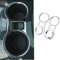 Car Styling ABS Plating Water Cup Holder Trim Car Cover Interior Chrome Trim Molding Strip for Peugeot 3008 Accessories