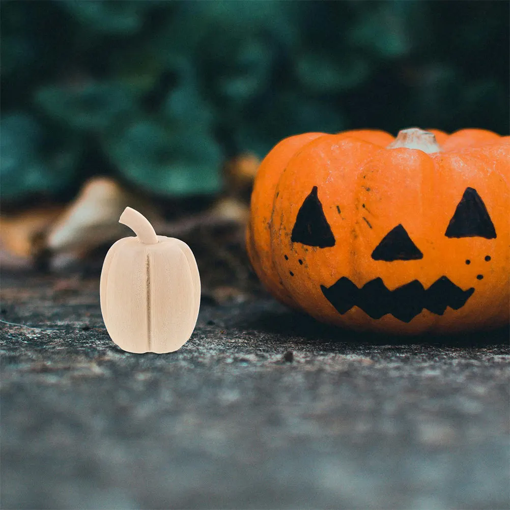 

2Pcs Wood Mini Pumpkins for Fall Decor Hand-Carved Natural Wood Vibrant Painted Halloween Pumpkin Statues Seasonal Decoration