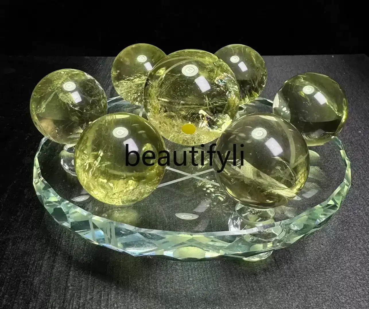 Natural yellow crystal ball ornament, seven-star array ornament.