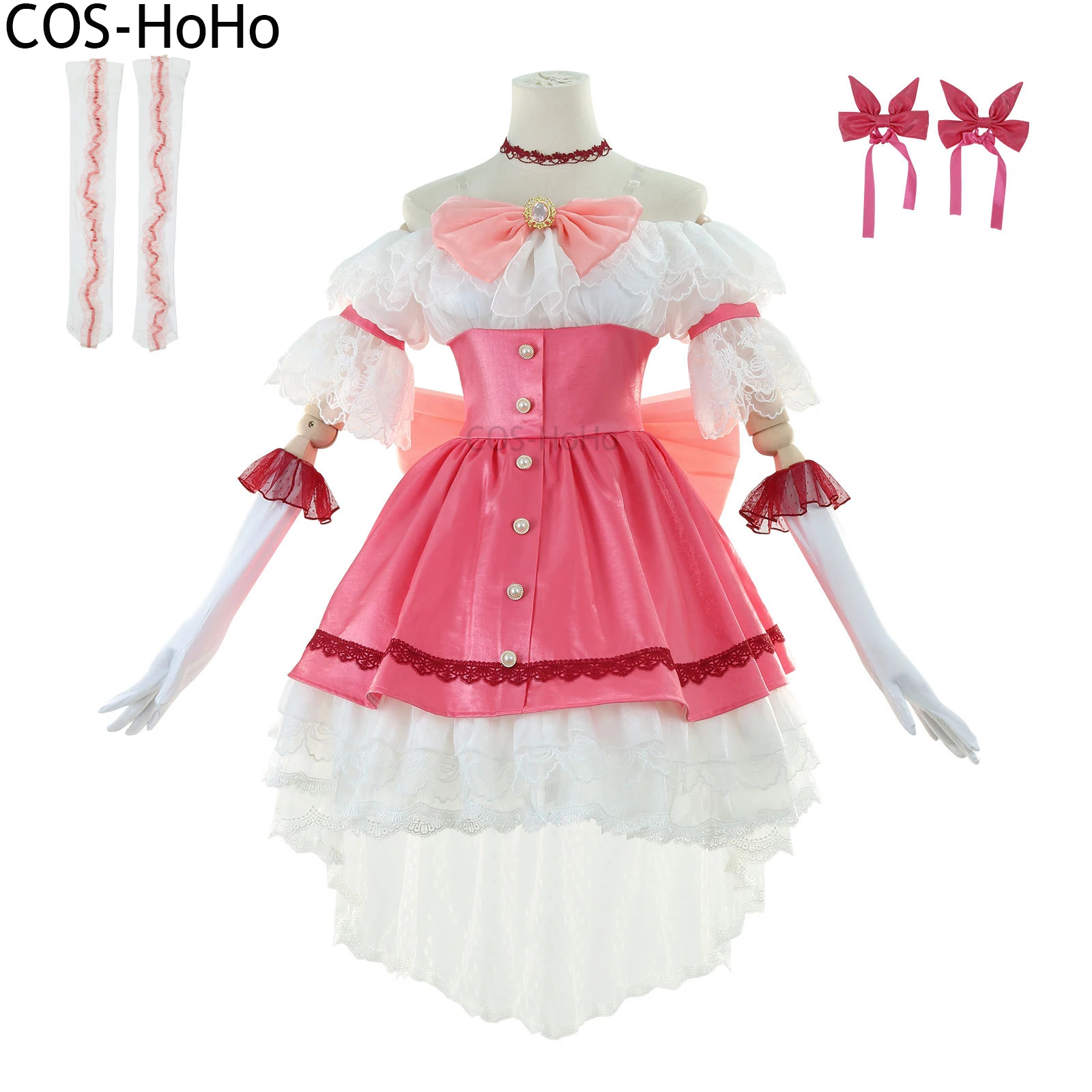 

COS-HoHo Anime Puella Magi Madoka Magica Kaname Madoka Pink Dress Cosplay Costume Halloween Party Role Play Outfit XS-3XL