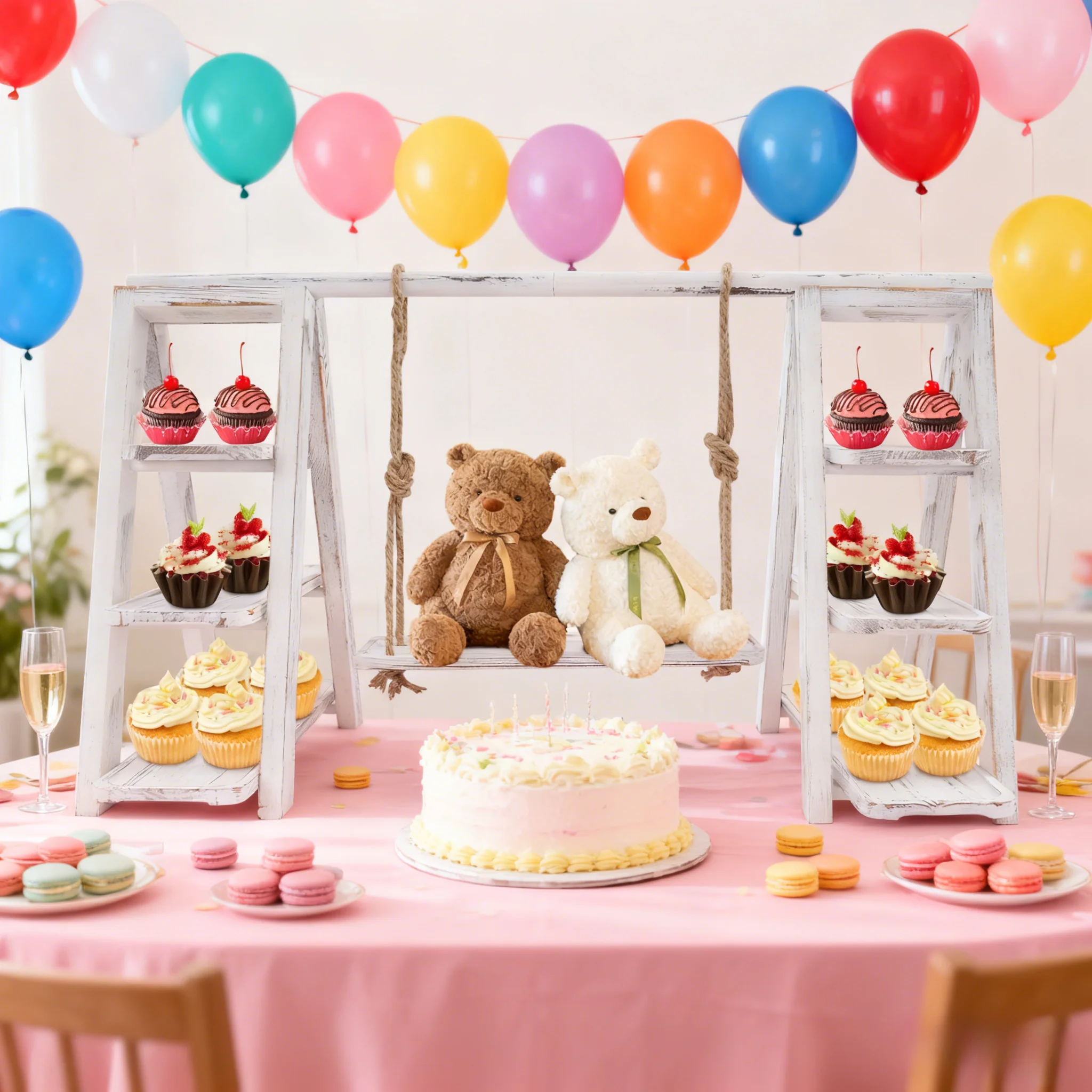 

3 Tier Wooden Serving Tray Cupcake Stand Dessert Table Set with Removable Trays Serving Ladder Stand for Party Easy Clean