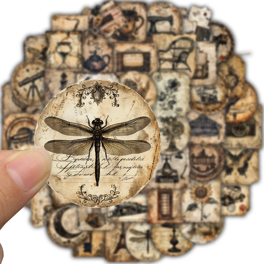Étiquettes autocollantes Vintage, 50/100 pièces, image d'art esthétique, bagages de vélo, dessin animé, décoration de téléphone, autocollant d'aménagement paysager