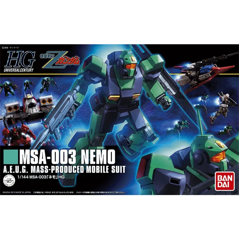 Bandai oryginalny GUNDAM Model postaci z Anime HGUC 1/144 MSA-003 NEMO GUNDAM figurka montaż zabawki modele kolekcjonerskie prezenty dla dzieci