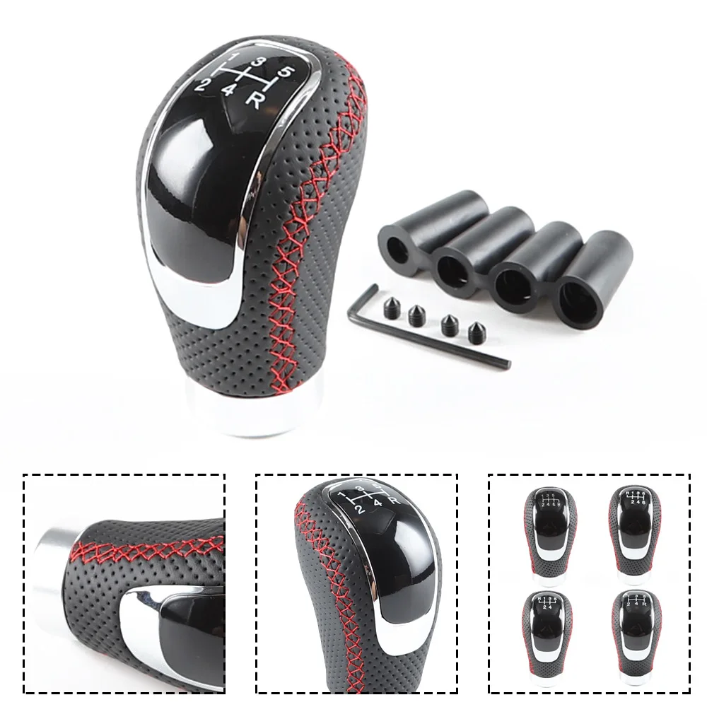 

5 6-скоростная универсальная автомобильная кожаная алюминиевая ручка переключения передач для M8 M10 M11 M12, рычаг переключения передач AT MT