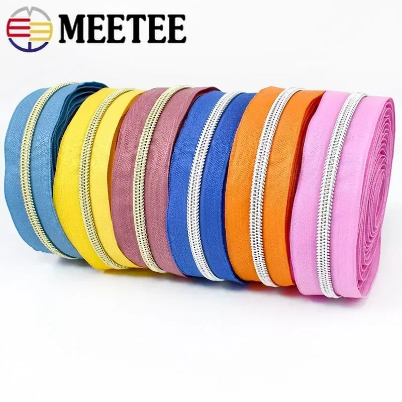 1/2/3/5/10M 5# Nylon Zippers Tapes DIY Plastic Coil Zipper By The Meter Bags Purse Decorative Zips Repair Sewing Accessories