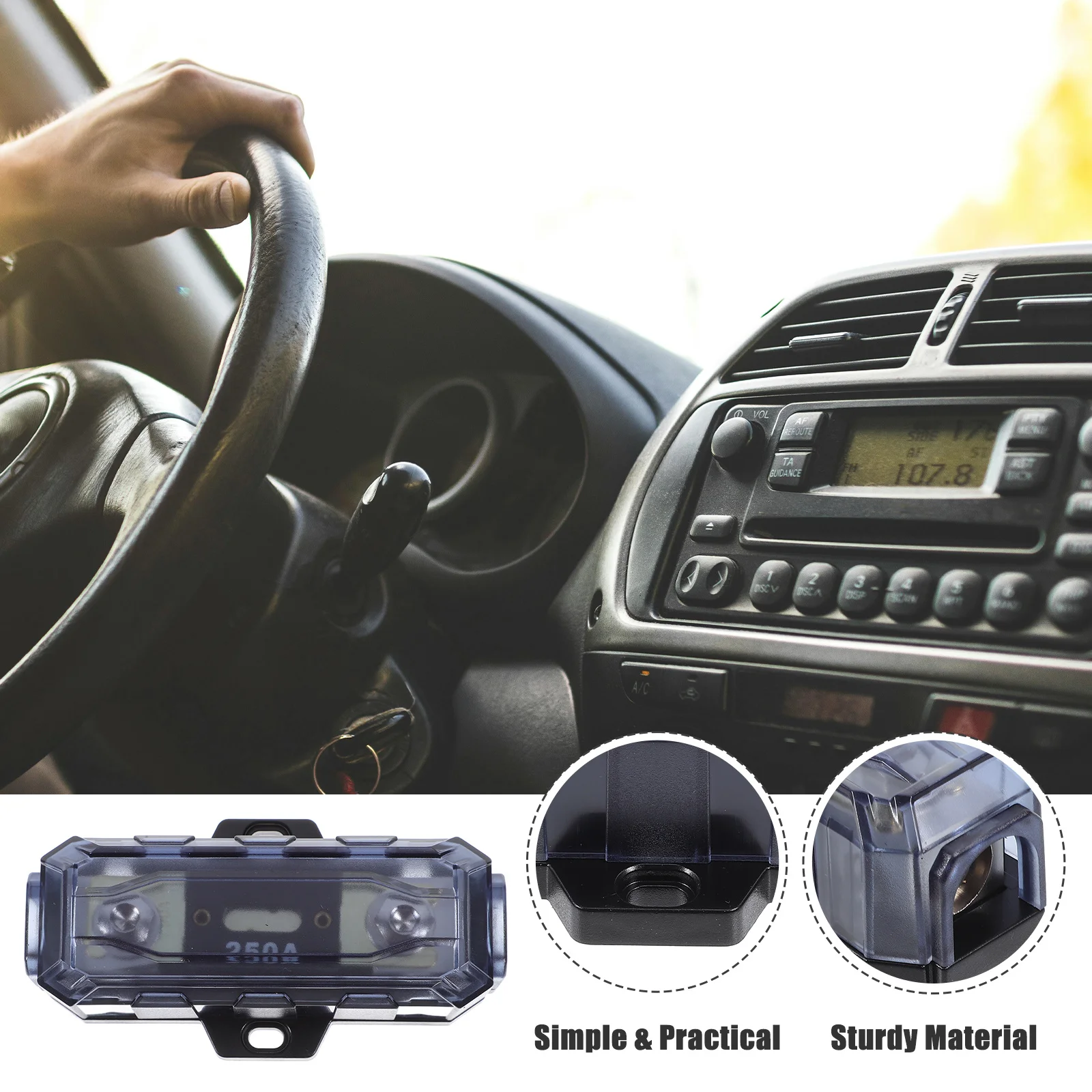 

250A Fuse Holder Car Audio Amplifier Zinc Alloy High Power Protection Distribution Block For Automotive Amp Fuse Block