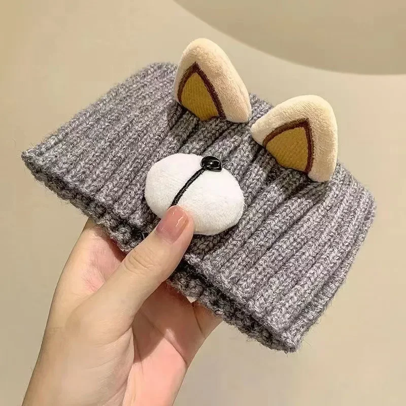 

Autumn Winter Men Women Cute Cartoon Wool Headband Bear Ears Face Wash Headband Unisex Fashion Knitted Headgear Hair Accessories