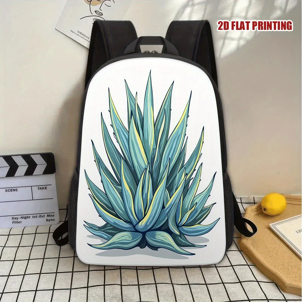 

1 fun aloe art 2D flat backpack-large capacity lightweight shoulder strap adjustable, cartoon aloe print,washable zipper closure