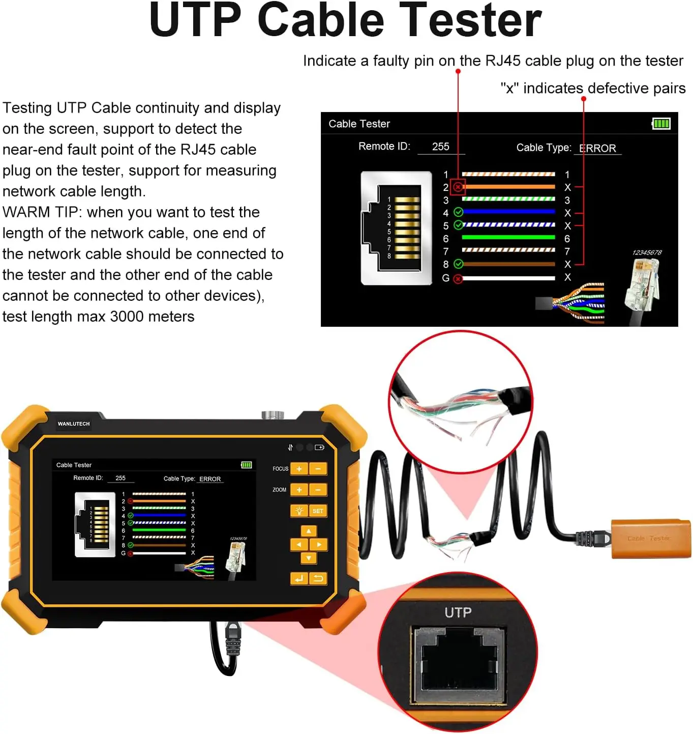 8MP CCTV Camera Tester TVI CVI AHD CVBS Analog 4.3 Inch Screen UTP Test RS485 PTZ Control Audio Test 12V Output - view 4