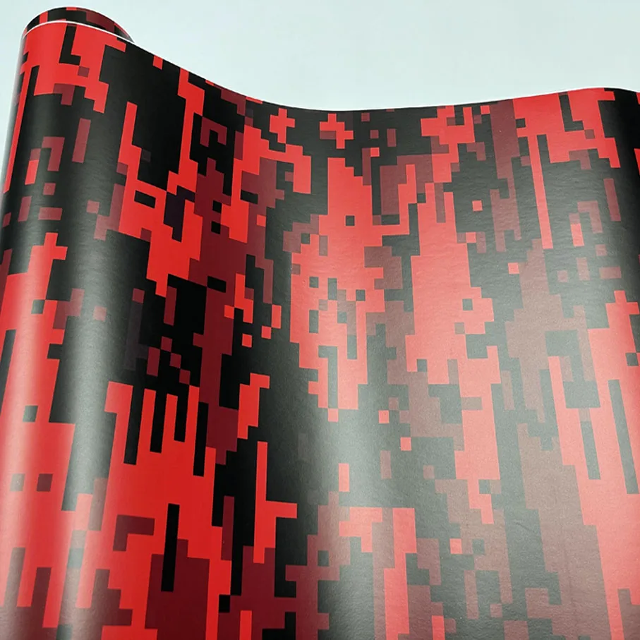 50cm*200cm Red Black Digital Military Camo Film With Air Bubble Free Motorcycle Car Adhesive Camouflage Vinyl Wrap