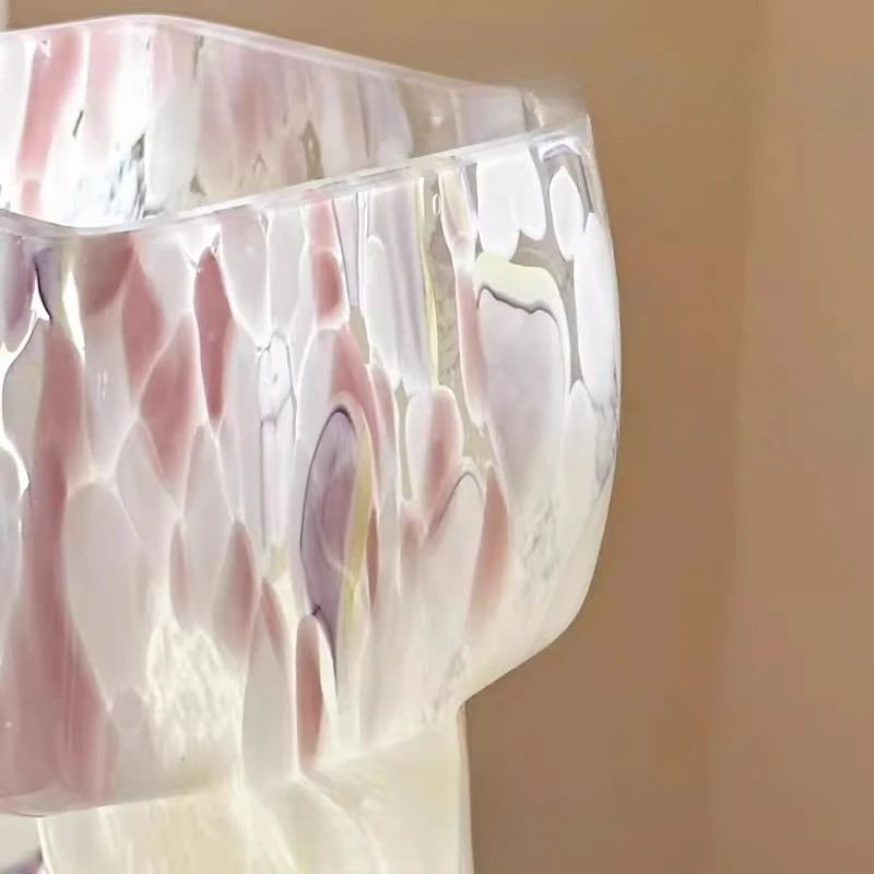 

Glazed New Year's pink purple square mouth dining table, especially beautiful vase, emotionally stable design ornament