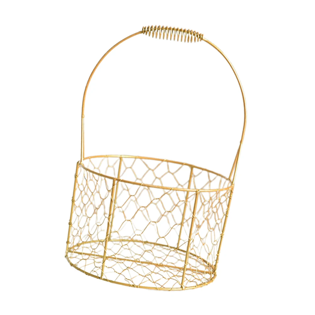 

Golden Round Iron Wire Home Iron Wire Basket Metal Basket Baskets Home Desk ganizer Storage Container Metal