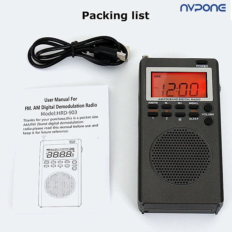 Radio AM/FM De Bolsillo Con Auriculares – Batería Recargable, Pantalla LCD Y Temporizador De Sueño